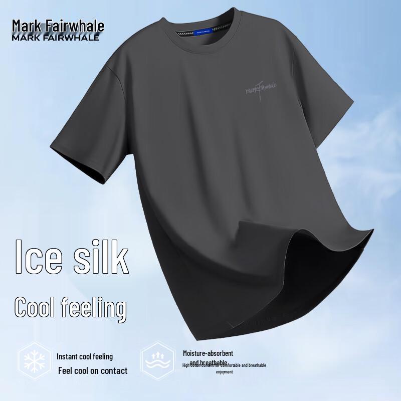 Mark Fairwhale Men s Letter Print Ice Silk T-Shirt 4XL