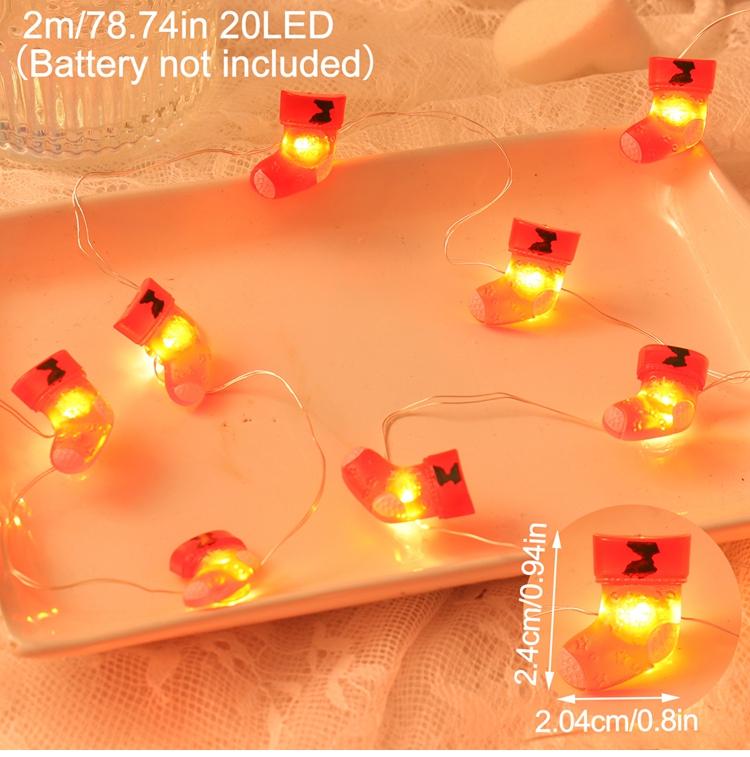 2M 20LED Santa Claus Snowman Elk Garland Lights String Christmas Decorations for Home 2025 Xmas Tree Ornaments Navidad New Year