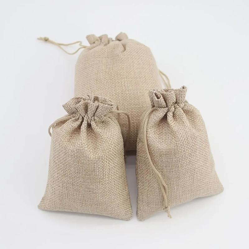 10Pcs Cotton And Hemp Bundle Pocket Gift Bag For Children'S Day Gift Packaging Bag Diy Candy Wedding Product Packaging