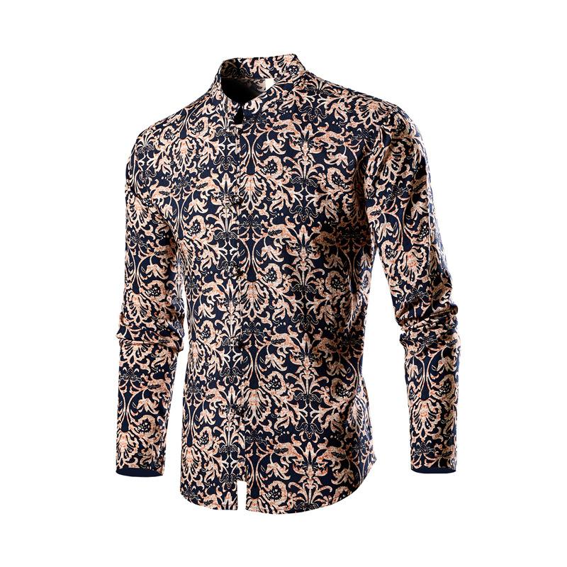 Autumn and Winter New Product Button-up Stand-up Collar Trendy Long-sleeved Shirt Shirt Men's Cardigan