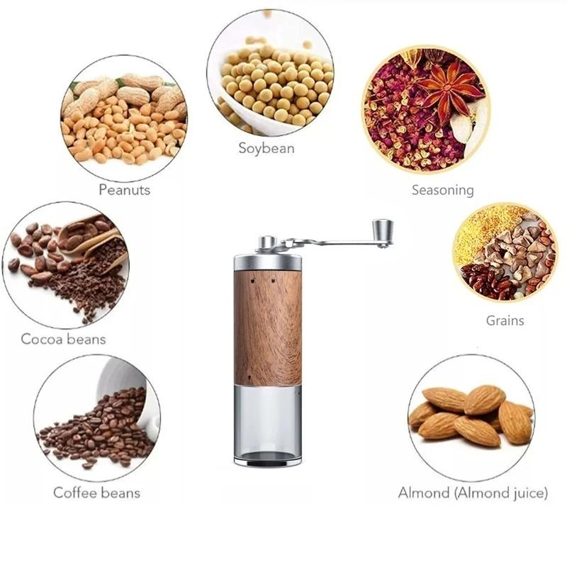 Moedor de grãos de café portátil grão de madeira aço inoxidável manivela mão moedor de café ferramenta de cozinha moedor