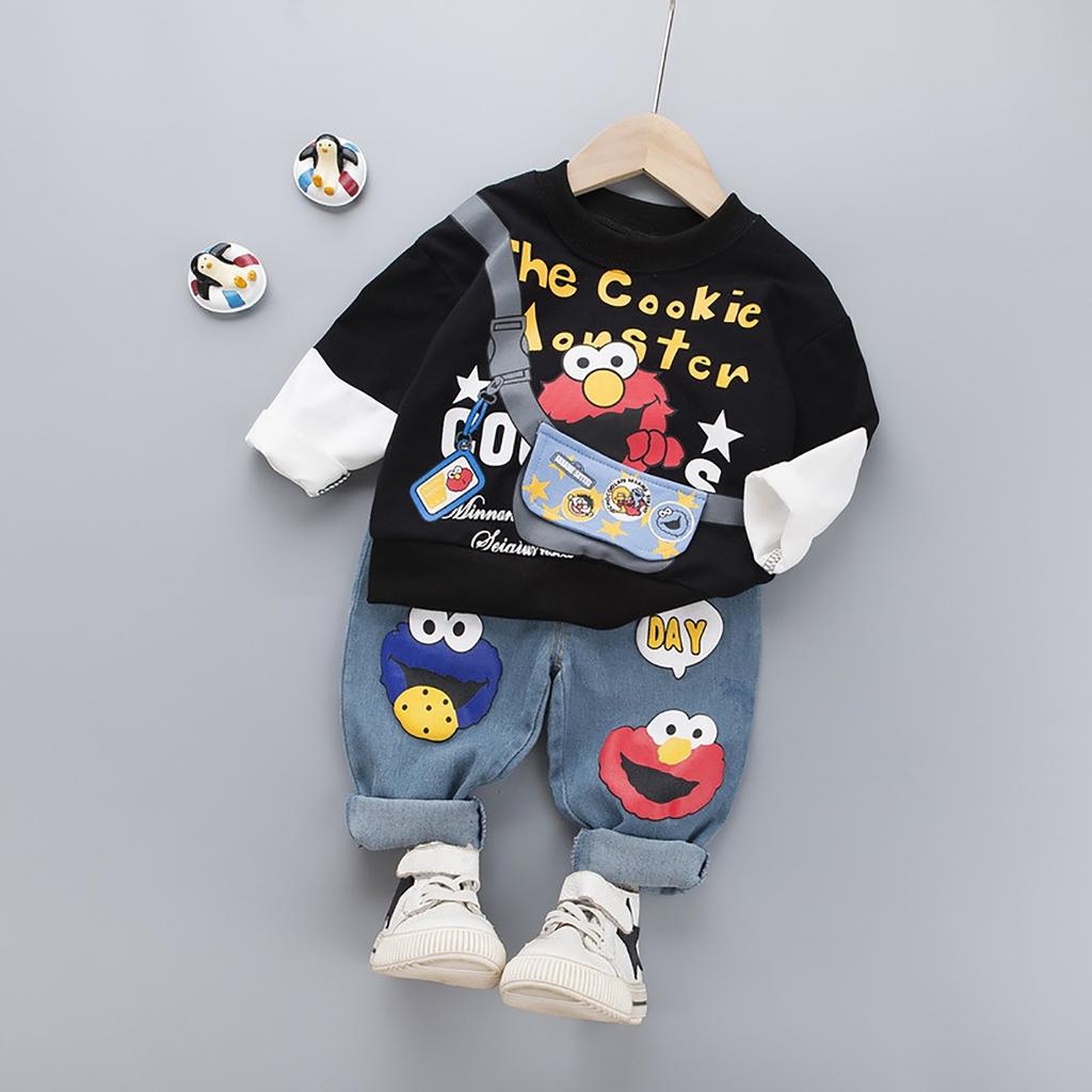 Baby Toddler Loose Fashionable Two-piece Sports Sweatshirt Suit For Boys