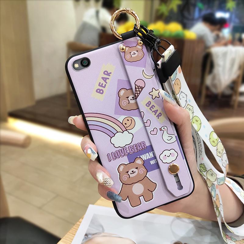 Lanyard Phone Holder Phone Case For Xiaomi Redmi GO Soft case Protective Shockproof Dirt-resistant Wristband Cute Ring