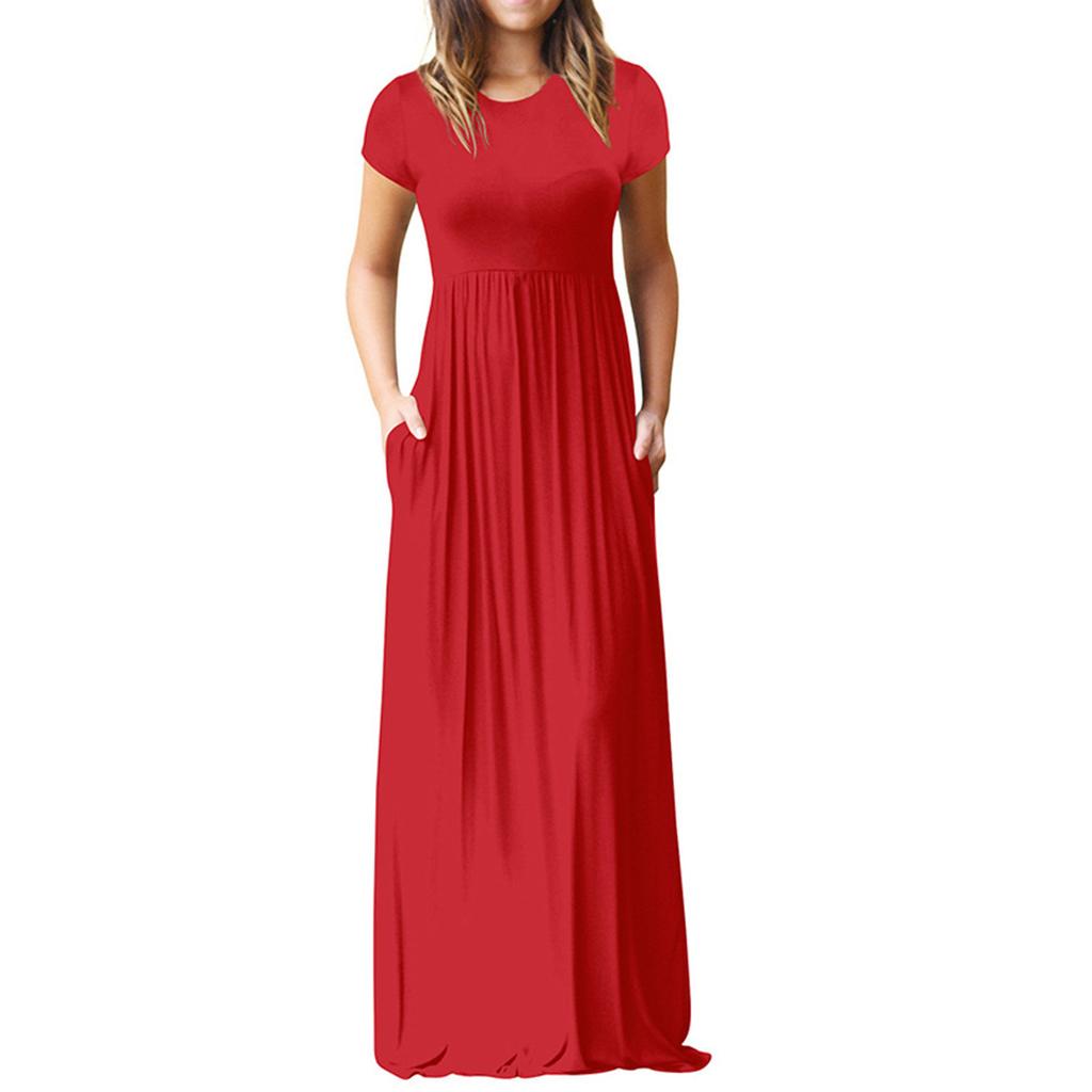 Women's Plus Size Casual Fashion Solid Color Ultra Long Dress