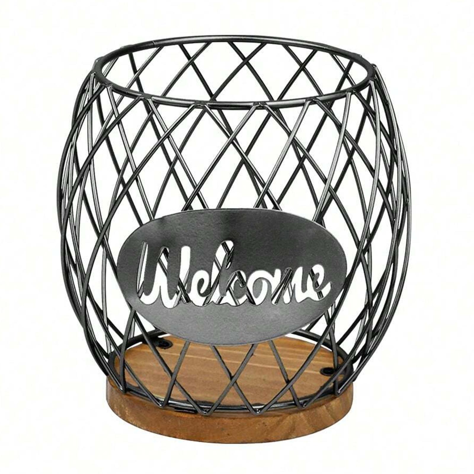 

Letter Design Coffee Capsule Holder Hollow Iron Rack Snacks Candy Metal Storage Basket B