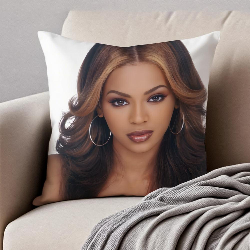 

SINGER BBeyoncé Giselle Knowles Cushion Cover Pillowcase Antidustmite Invisible Zipper Short Plush Sofa Cushion 30X30cm