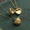 Gold Chain Love Opening And Closing Photo Box Necklace Niche Retro Style Pattern Personalized Literary Necklace