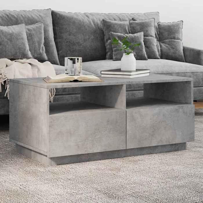 VidaXL Coffee Table with LED Lights, Side Table with Drawers, Sofa End Table, Living Room Furniture, 839836