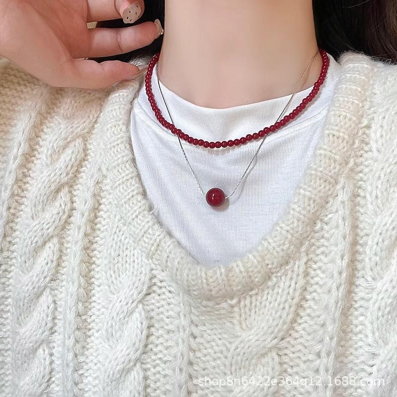 New Chinese Style Turquoise Pearl Geometric Electroplated Necklace Women s Summer Fresh Colorful Fashionable Light Luxury Beaded