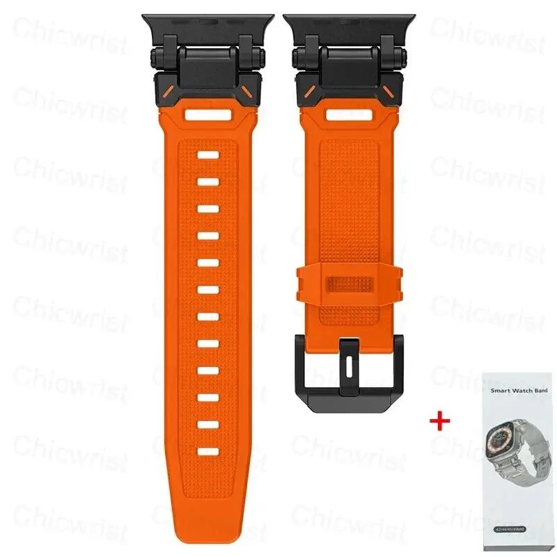 Soft Strap for Apple Watch Ultra 2 Band 49mm 45mm 44mm 42mm Metal Stainless Steel Connector TPU Bracelet Iwatch 9 8 7 6 SE 5 4