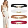 Fashion Leaf Waistbands Stretchy Lady HOT Elastic Cummerbunds for Women Dark Blue Belt Dress Gold Double Metal Buckle Waistband