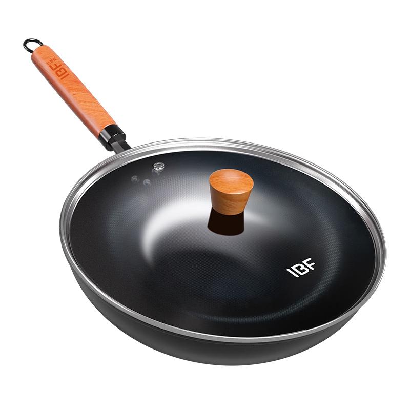 IBF Pearl Hammered Non-Stick Iron Wok