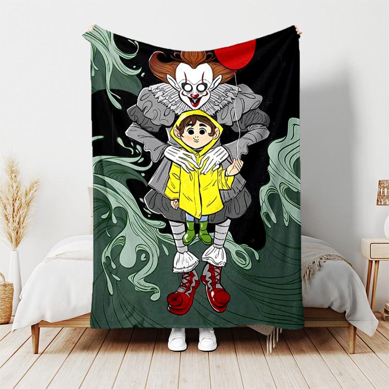 1pc Blanket Pennywise the Dancing Clown1 Print Design, Lightweight Blanket for Sofa, Bed- Soft &Warm, Gift for All Seasons Like Christmas, Halloween