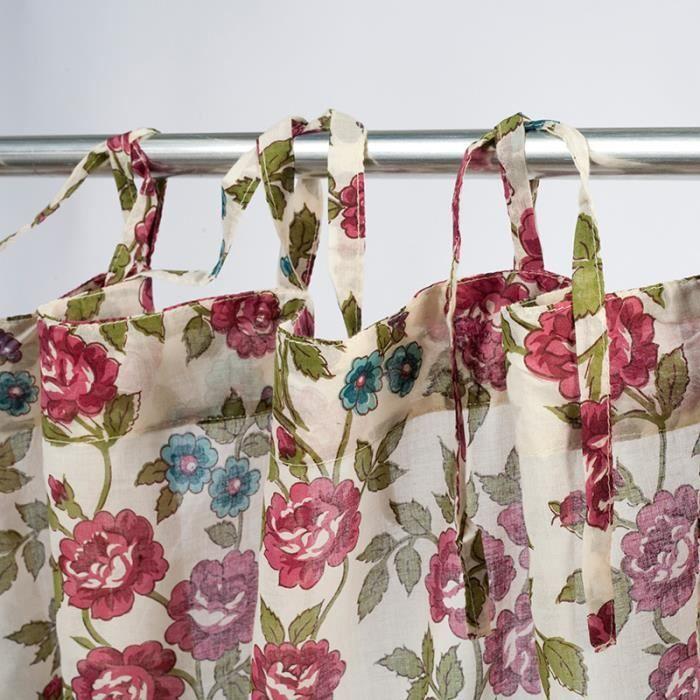 Ecru Floral Pattern Curtain 110x250