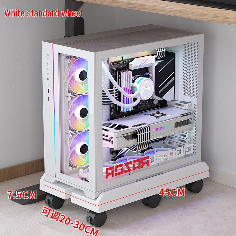 Adjustable Desktop PC Stand with Wheels and Cooling