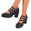 Medium Mother Leather Shoes Etiquette Shoes Cheongsam Model Catwalk Shoes Black Waterproof Table High Heels Platform Single Shoes