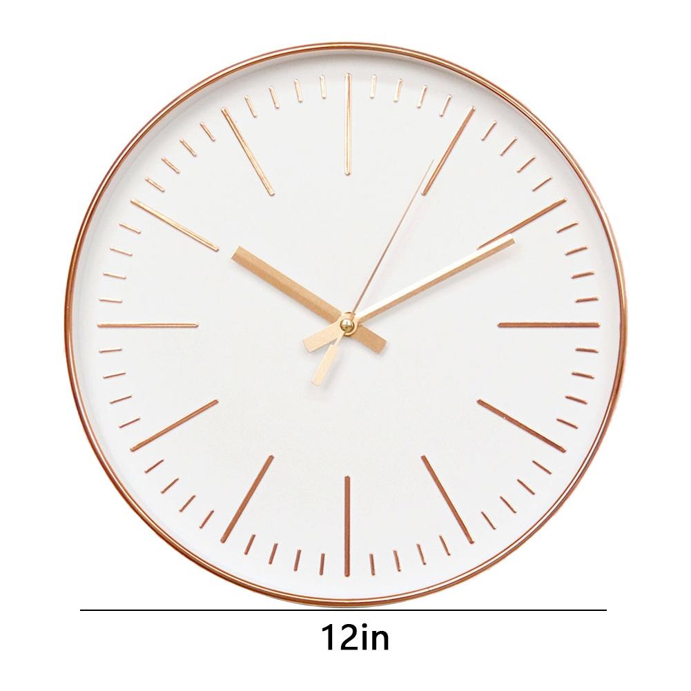 Battery Powered 12 Inch Round Silent Wall Clock with Quartz Movement for Living Room Bedroom Office Easy To Read Numerals
