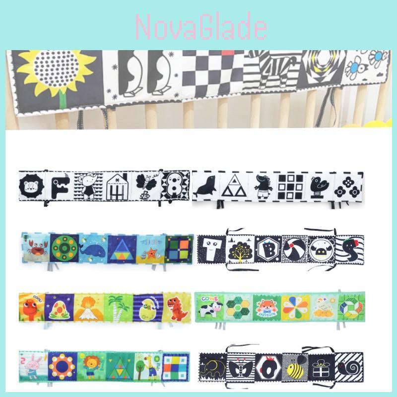 Nowa Dwustronna Czarno-Biała Książeczka-Ochraniacz do Łóżeczka Dziecięcego z Odporną na Rozdarcia Zabawką 3D do Wczesnej Edukacji i Urządzeniem Dźwiękowym