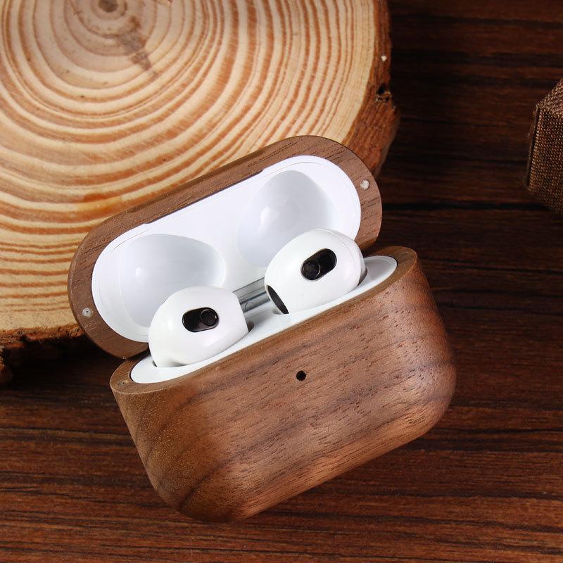 Étui rétro en grain de bois pour AirPods Pro 3, Housse de protection antidérapante avec conception anti-poussière