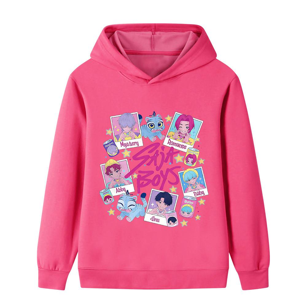 B1206 Kids Boys Girls Sajaboys Kpop Rumi Zoey Mira Print Long Sleeves Hoodie