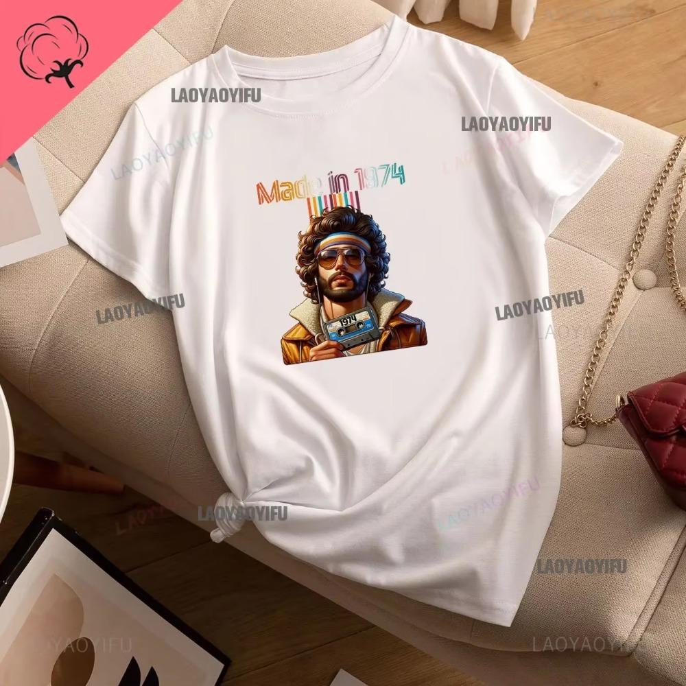 Vintage Funny Made in 1974 All Original Parts T Shirt Graphic Streetwear Short Sleeve Birthday Gifts Summer Cotton Tshirt Men