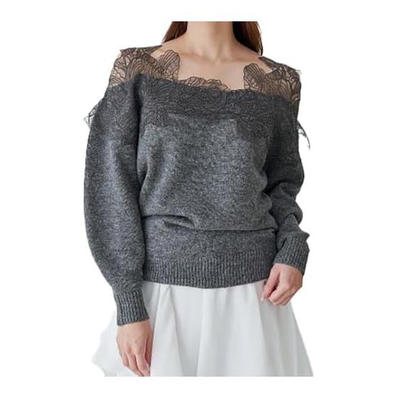 SNIDEL Lace Trimmed Knit Pullover SWNT254098 Women s