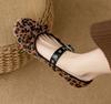 Fashion 2025 Spring Horse Hair Ballerinas Woman Leopard Bowtie Flats Shoes Leather Buckle Strap Mary Janes Ladies Ballets Furry Loafers