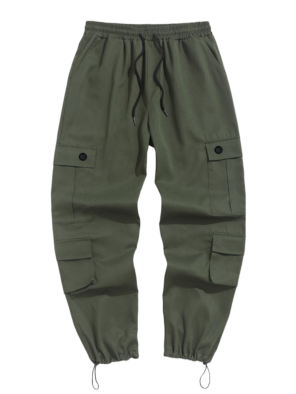 

ZAFUL Уличные брюки-карго с несколькими карманами и завязками на шнурке Toggle XXL зелёный