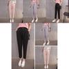 Pantaloni Harem da Donna Lussuosi Vita Alta Casual Slim Taglie Forti Pantaloni a Nove Quarti