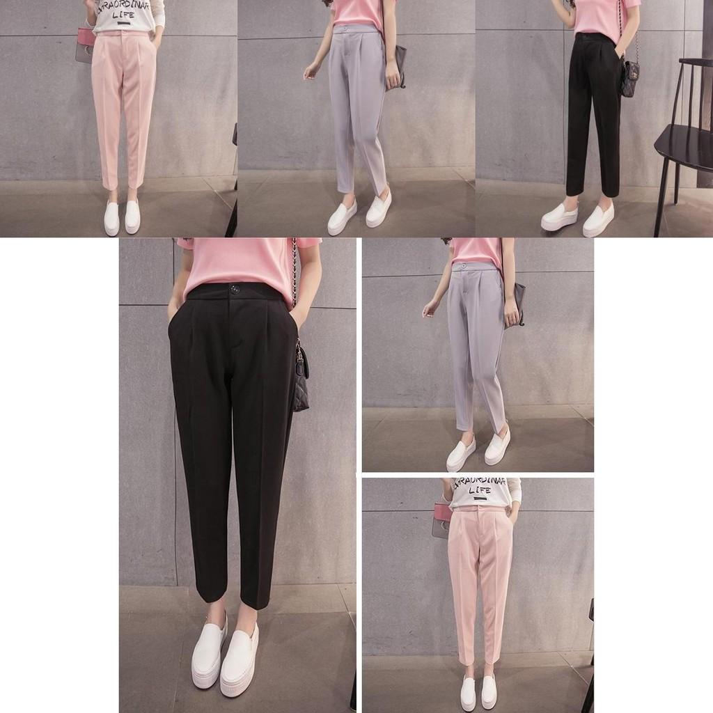 Pantaloni Harem da Donna Lussuosi Vita Alta Casual Slim Taglie Forti Pantaloni a Nove Quarti