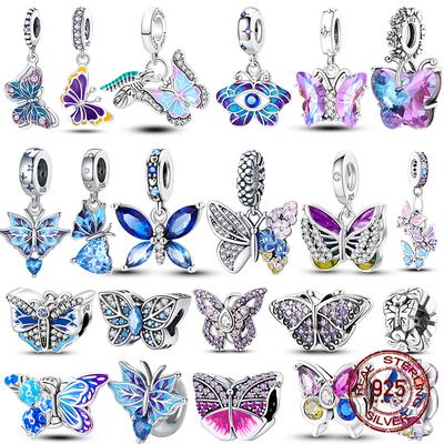 Fashion S925 Silver Fantasy Colorful Butterfly Series Pendent Beads Charms  Fit  S925 Original Bracelet Jewelry Diy Making