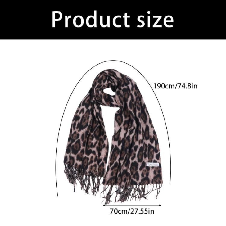 Soft Leopard Print Thickened Scarf Winter Shawl Lightweight Polyester Neckerchief Shawl For Women And Girls