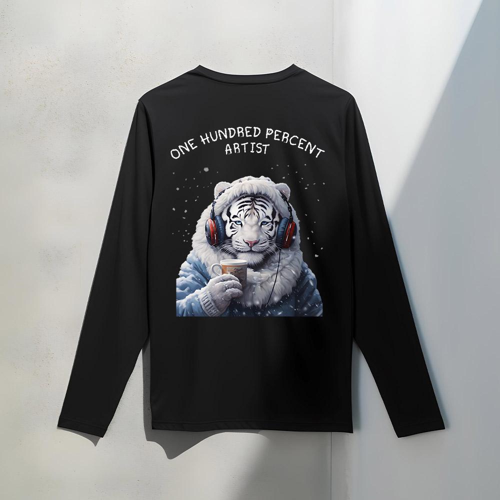 OHP Ohp X Harmonia Snow-Falling White Tiger Basic Long Sleeve T-Shirt