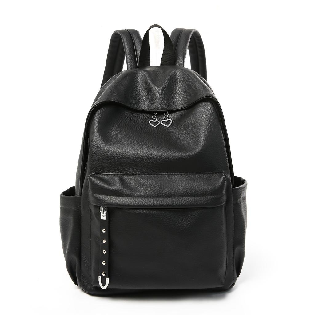 Schoolbag1011 new backpack soft leather retro high school schoolbag for boys and girls solid color high-end commuter computer backpack