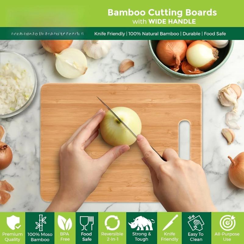 Cutting board | 3-layer organic bamboo | Suitable for meat, vegetables, antibacterial bamboo cutting boards and trays
