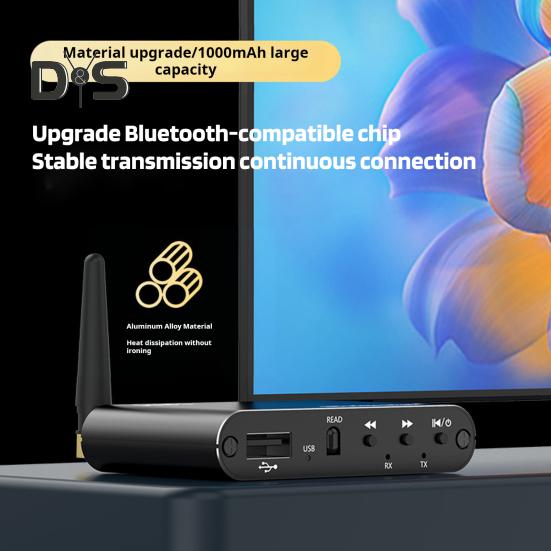 

2-в-1 Bluetooth-сумісний передавач Пульт дистанційного керування Компактний дизайн Бездротовий стереоприймач Високоякісний аудіоадаптер чорний