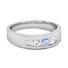 Moonstone Three Stone Band Ring - 925 Sterling Silver