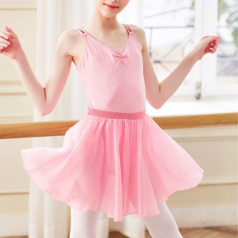 1Pc Flared Skirt Elegant Girls Kids Dancewear Mini Solid Color Chiffon Ballet Dance