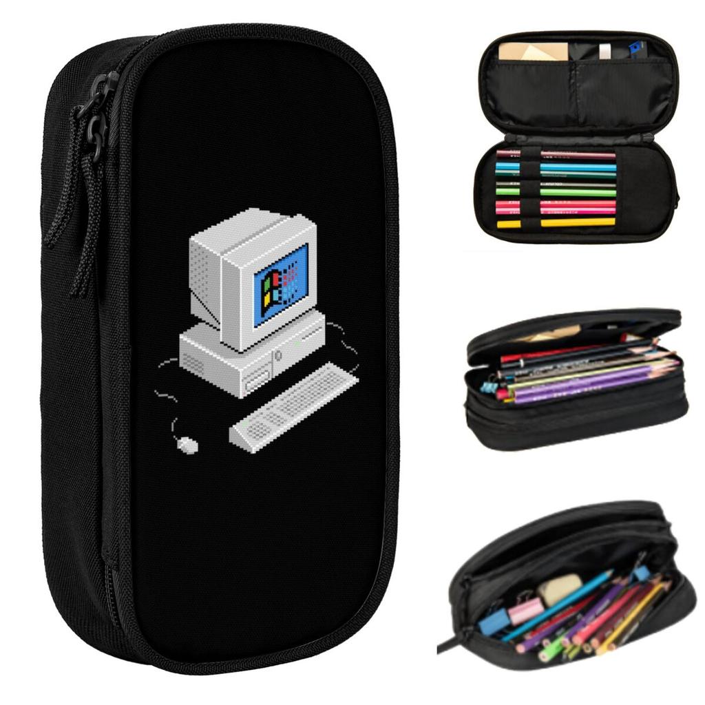 Windows Vaporwave Pencil Case for Kids School Pen Box Pencil Bag Stationery Supplies Pen Holder Bag