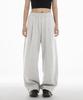 Paensyo Symbol One Tuck String Heavy Fleece-Lined Pants - White Melange