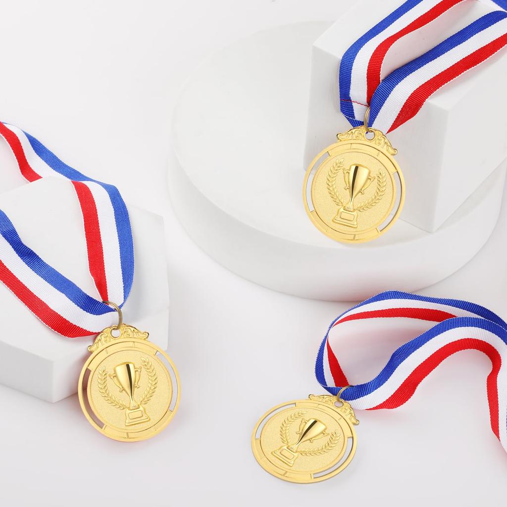 GeeRic 12 Gold Medals with Metal Straps for Winners, Awards,