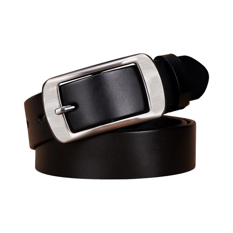 Genuine Leather Belt Women Men Slim 2-4cm Width Classic Black Coffee Adjustable 100-110cm Alloy Pin Buckle Casual