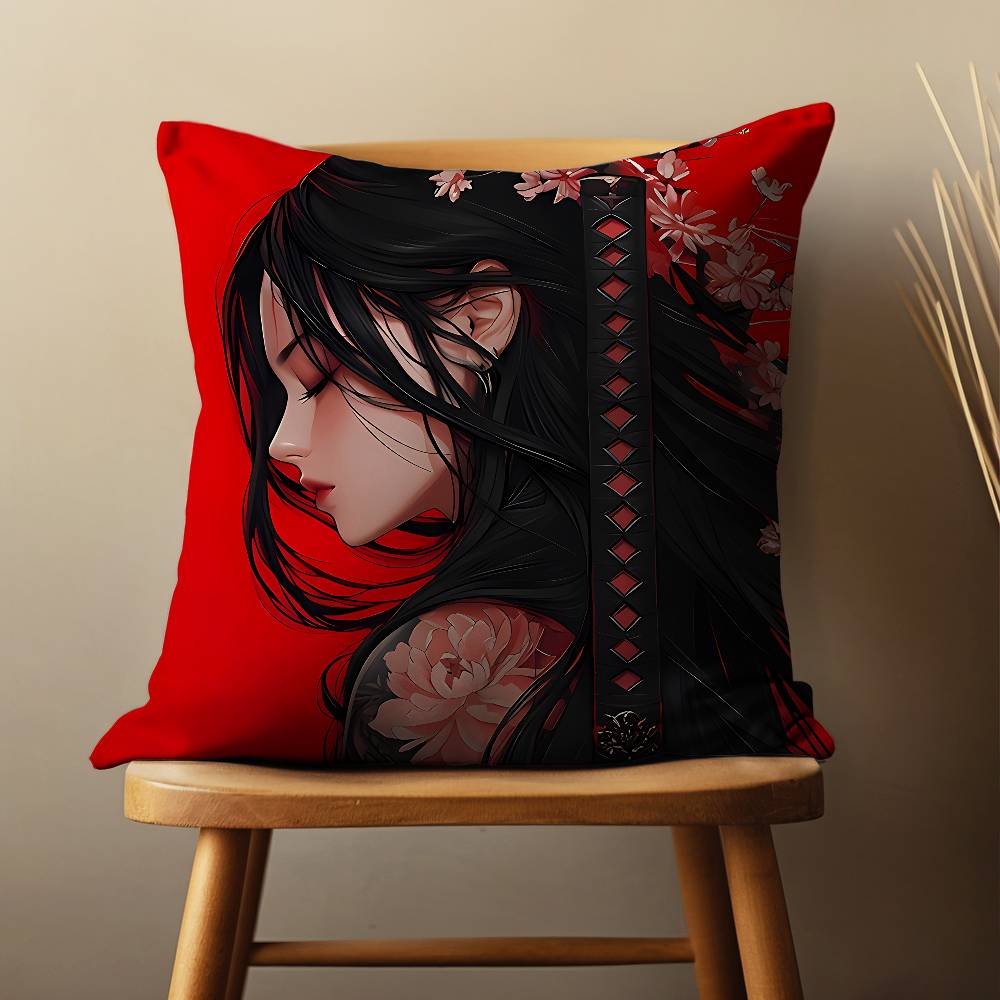 Cool Art Warrior Woman Throw Pillow Case For 45*45cm,55*55cm,30*30cm,Car Pillowcase Home Bedchamber Decor Gift