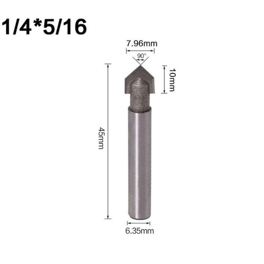 Drill Bit Router Bits Shank V Groove 1/4inch 6.35mm