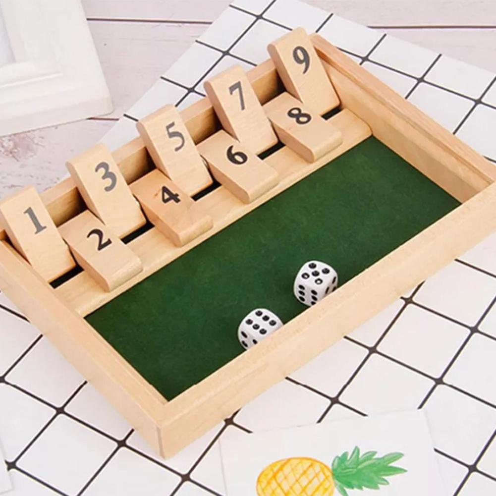 Large Shut The Box Game 12 Dice Board Game Wooden Pub Tabletop Game Box Support For 2 To 4 Players,2 Dice Included For Party