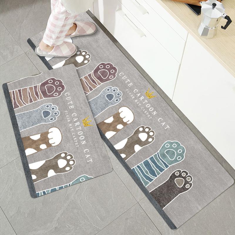 Kitchen Floor Mat Leather Washable and Scrubable Carpet Floor Mat Pattern