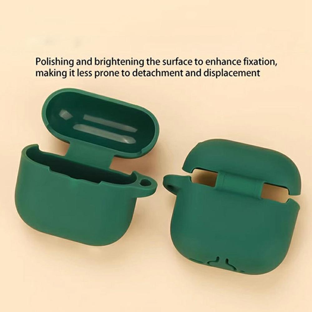 For AirPods 4 Silicone Case Bluetooth-Compatible Earphones Protective Cover with Anti-Lost Buckle + Cleaning Brush