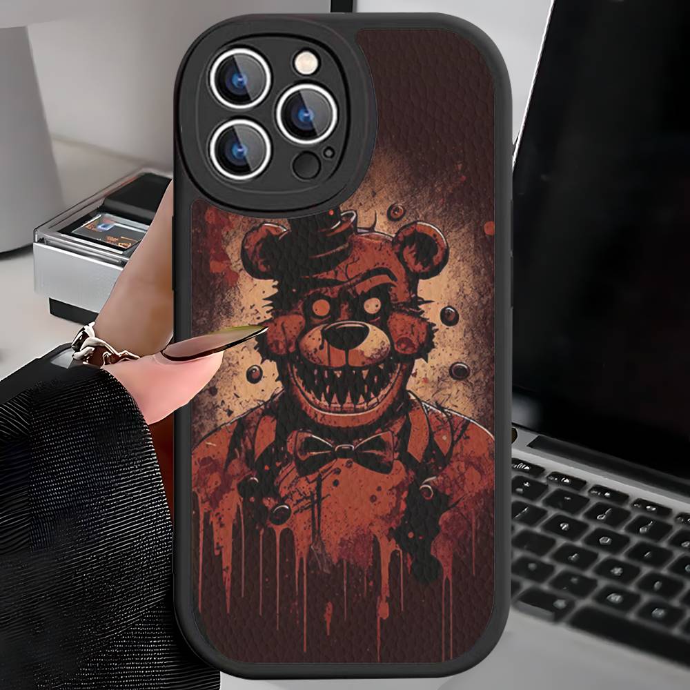 F-FNAF Five-nights-At-Freddys Leather Phone Case for iPhone 15 14 13 Pro Max 12 11 16 Plus Phone Cover