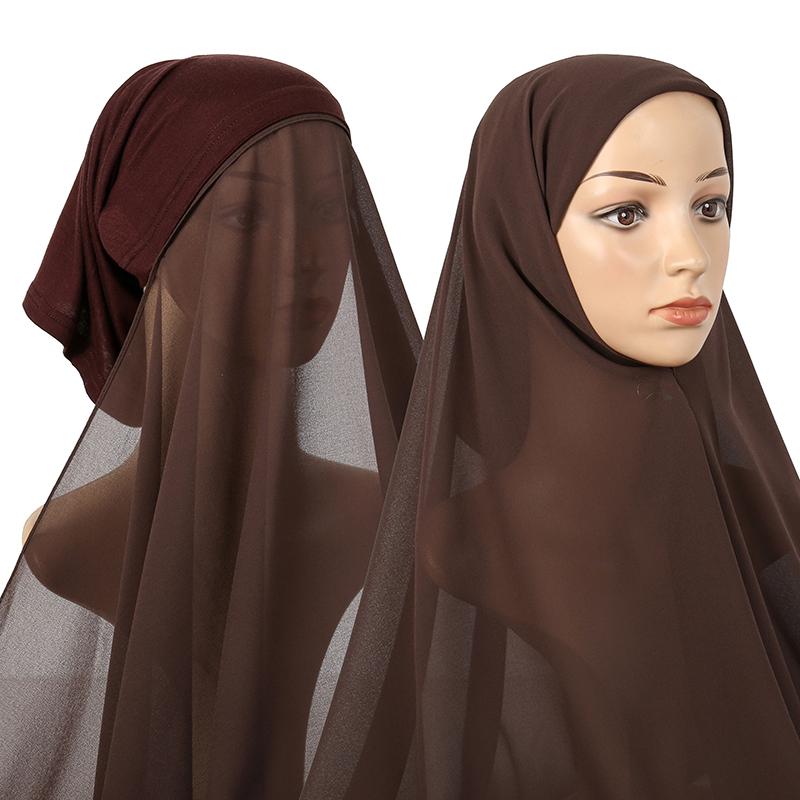 Newest Underscarf Instant Chiffon Hijab Jersey Bonnet Headscarf Long Shawl Scarf Women 1PC Retail