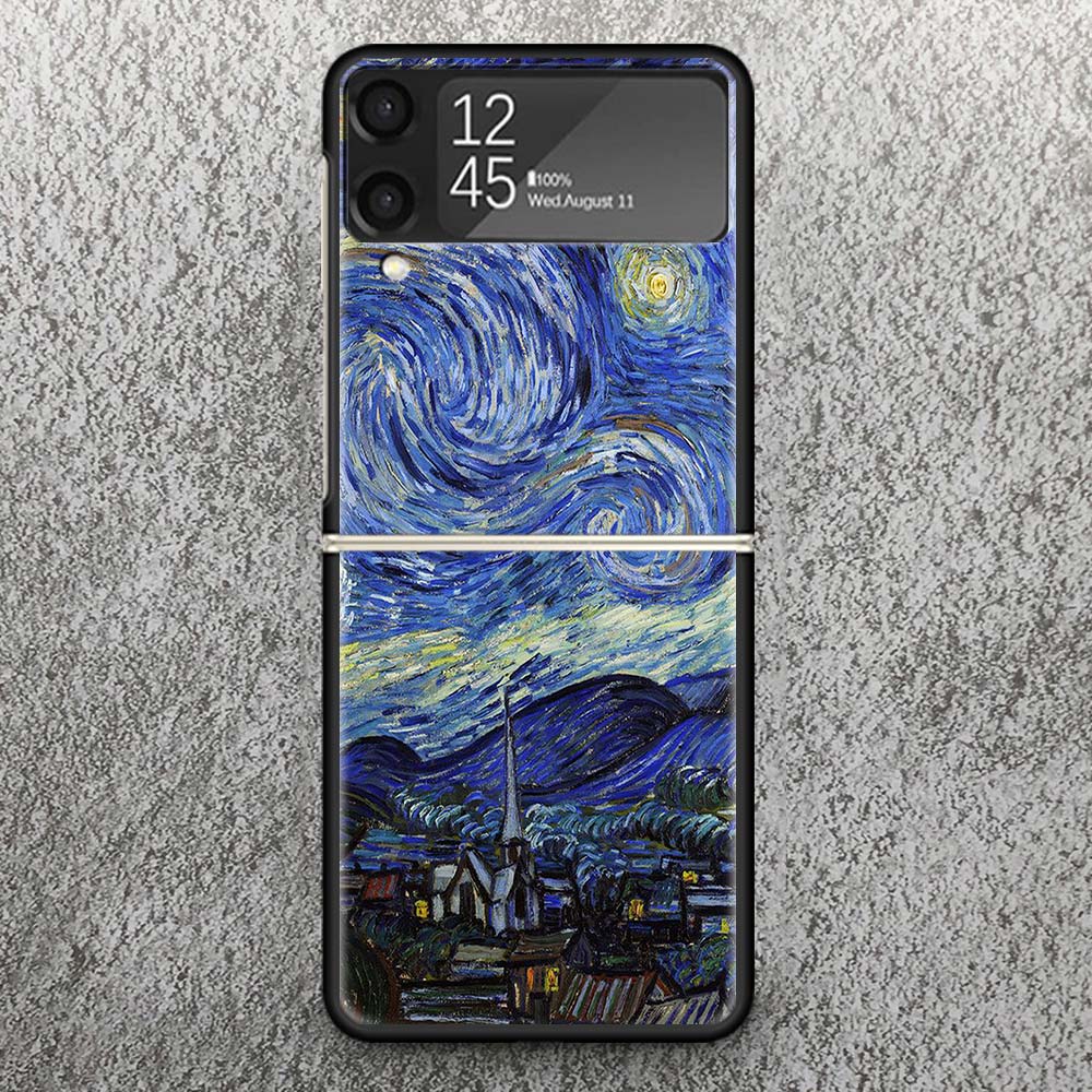 Van Gogh oil Art Painting Print Case For Samsung Galaxy Z Flip 3 4 5 6 7 5G Phone Shell Flip7 Flip6 Flip5 Flip4 Flip3 Pattern Co